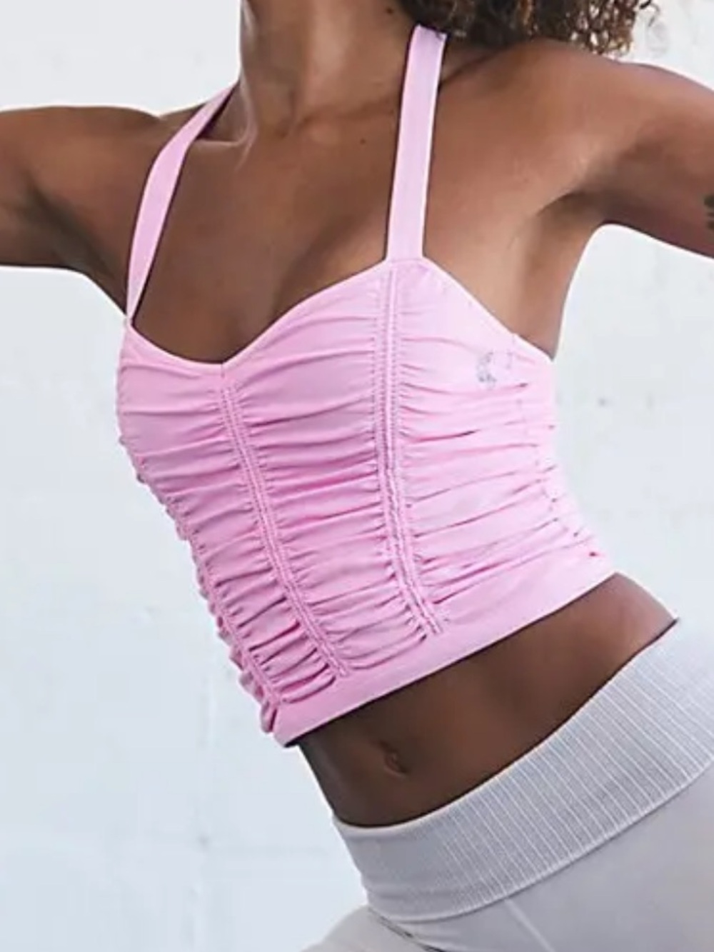 Free People Movement Pink Aura Good Karma Ruched Corset Tank Size Medium/Large